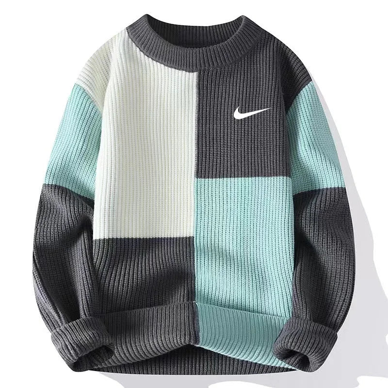 NIKE Trendy Loose Colorblock Knitted Sweater