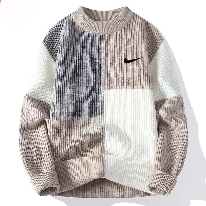 NIKE Trendy Loose Colorblock Knitted Sweater