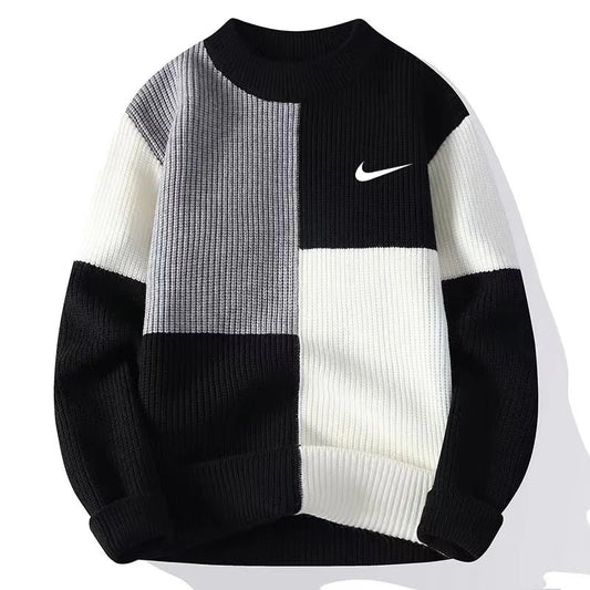 NIKE Trendy Loose Colorblock Knitted Sweater